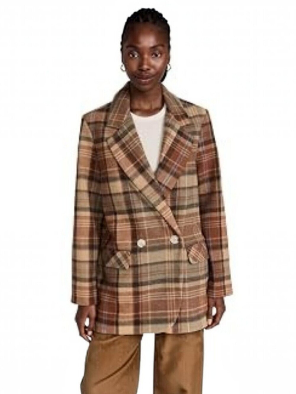 Free People Mari Plaid Blazer Coat In Winter Wheat L, Autumn Style, Oversized - Picture 14 of 16